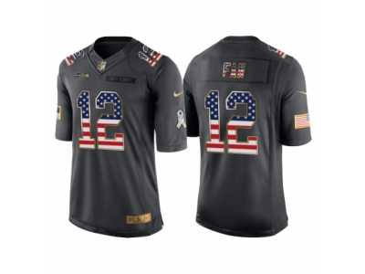 Men Seattle Seahawks #12 12th Fan Anthracite Salute to Service USA Flag Fashion Jersey